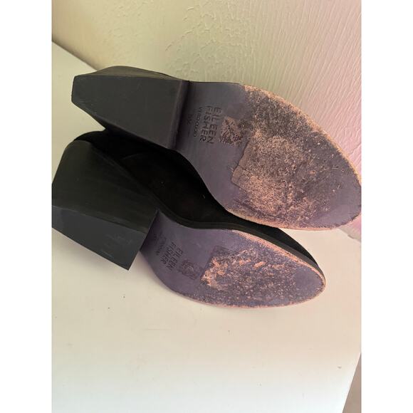 Eileen Fischer Peer Women's Ankle Boots Booties Size 5.5 Black Suede - Picture 7 of 7
